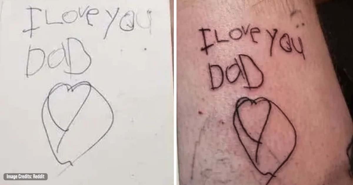 Dad Tattooed Daughter’s Last Drawing On Himself After She Died Of Cancer